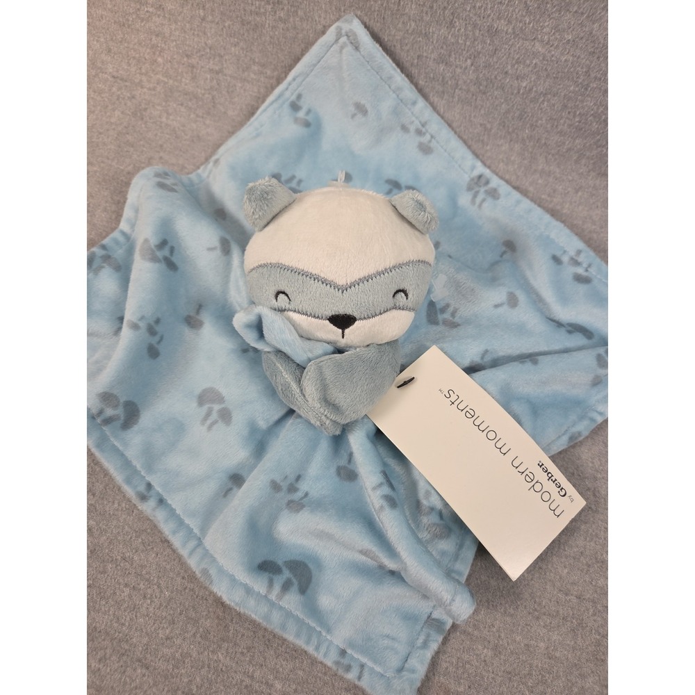 Modern Moments by Gerber Raccoon Baby Blue Plush Lovey Security Blanket NEW